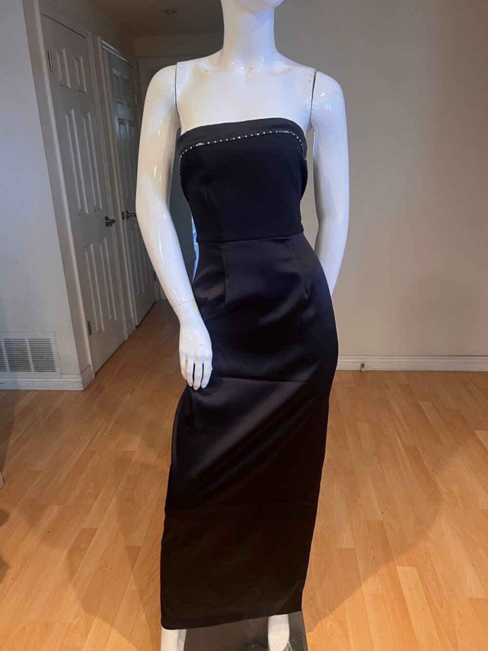ROBERTA VINTAGE 90'S SATIN RHINESTONE EMBELLISHED DRESS FAIRY GOTH SZ 7/8 SEXY